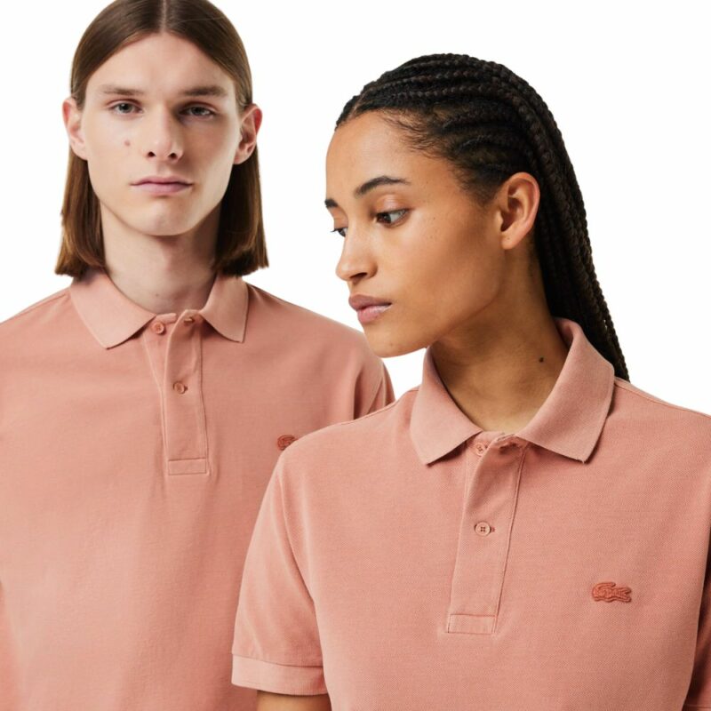 Polo lacoste classic délavé rose en piqué de coton cheez sport aventure à Orange