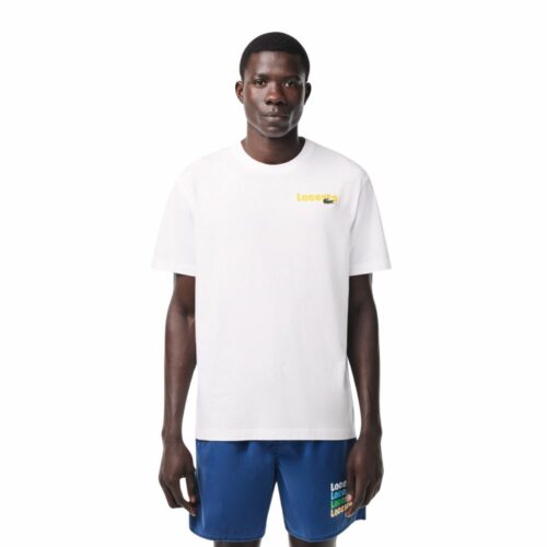 LACOSTE T-shirt imprimé dégradé blanc