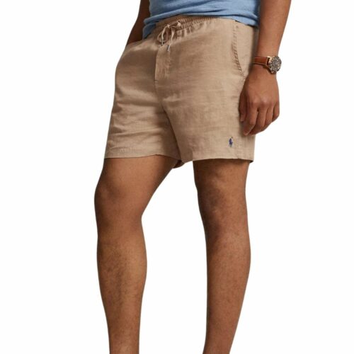 RALPH LAUREN short en lin camel