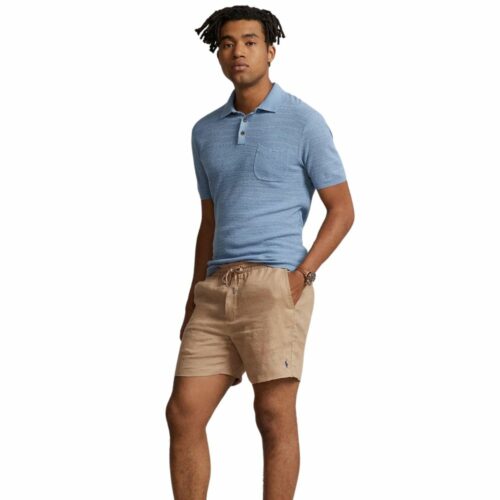 RALPH LAUREN short en lin camel