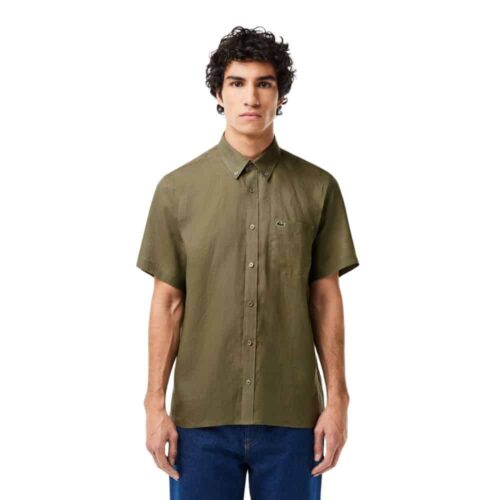 LACOSTE Chemise lin mc kaki