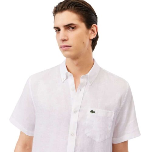 LACOSTE Chemise lin mc blanc