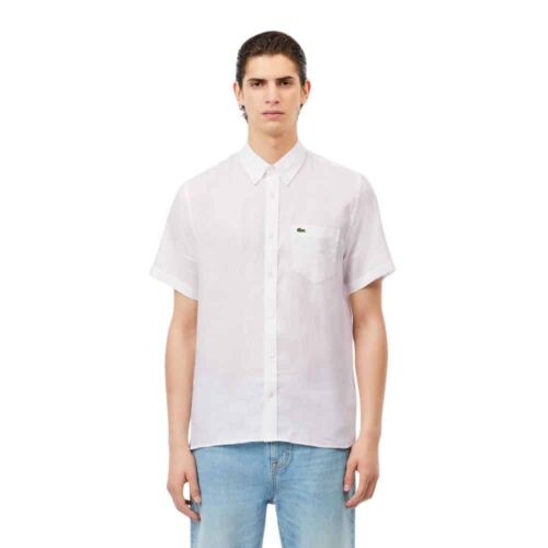 LACOSTE Chemise lin mc blanc