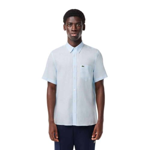 LACOSTE Chemise lin mc bleu ciel