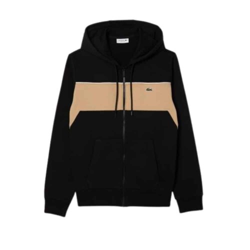 LACOSTE Sweat zippé color-block noir