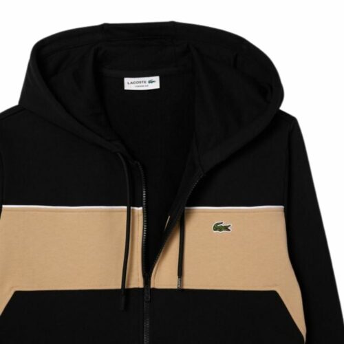 LACOSTE Sweat zippé color-block noir