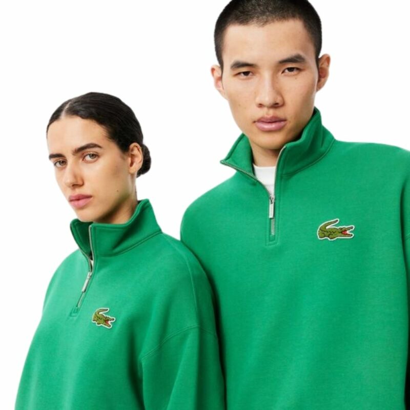 lacoste sweat col montant vert