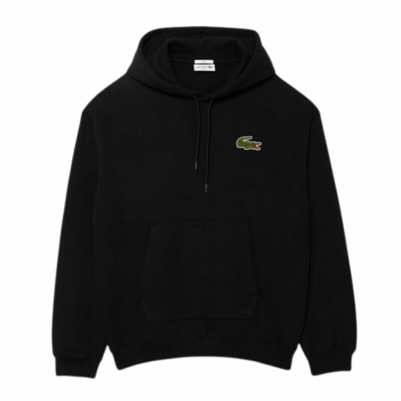 sweat noir à capuche lacoste gros croco