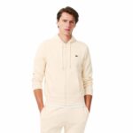 LACOSTE Sweat zippé écru à capuche