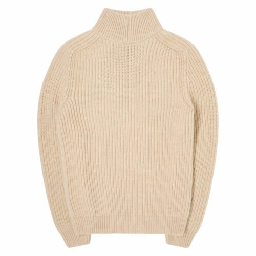 EDWIN Pull Roni beige col montant