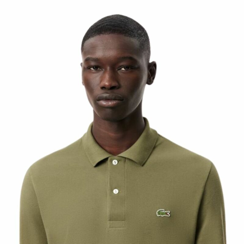 lacoste polo manches longue en maille piquée