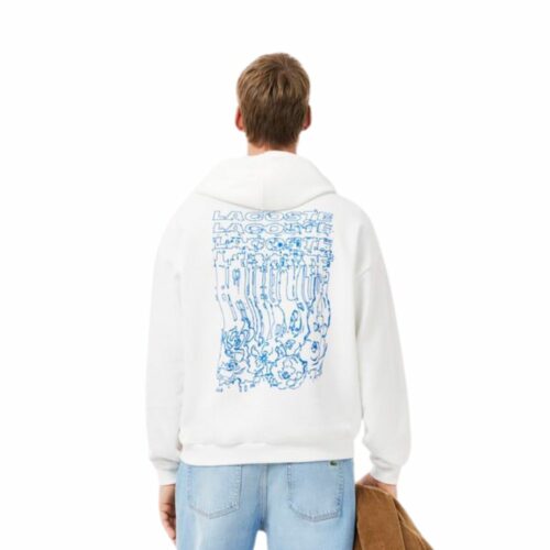 LACOSTE Sweatshirt floral blanc à capuche