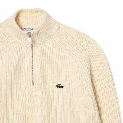 LACOSTE Pull zippé laine écru