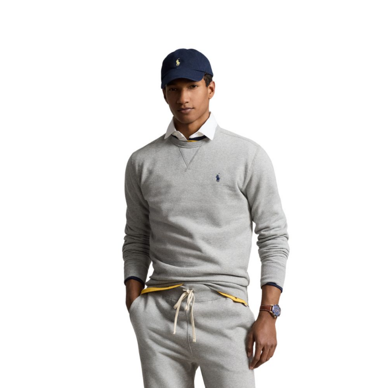 sweat col rond gris andover en coton Ralph Lauren chez Sport Aventure à Orange