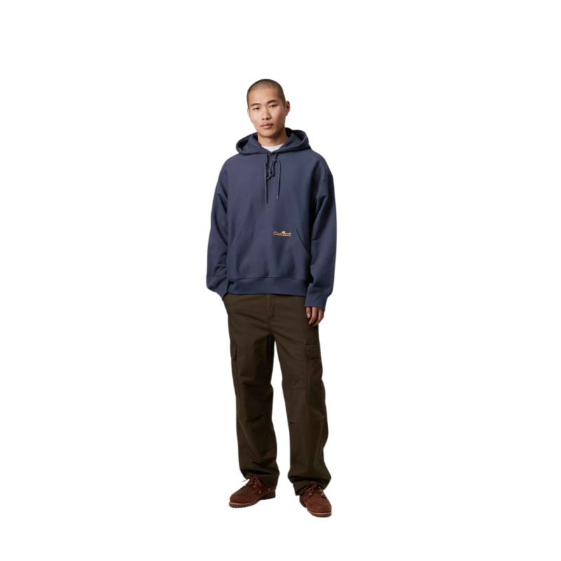 sweat carhartt wip hooded label script blue