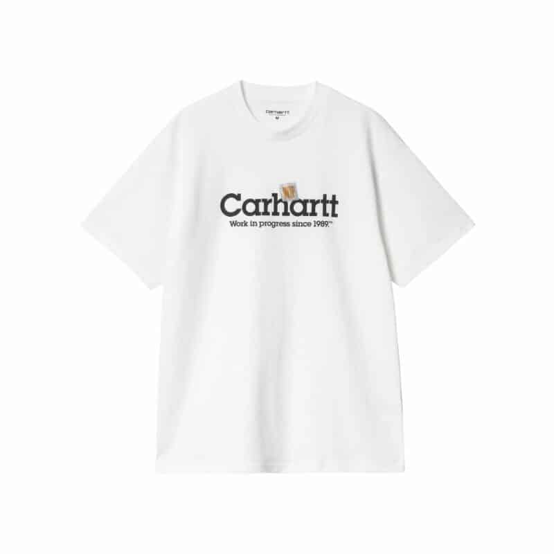 carhartt wip tee label script blanc