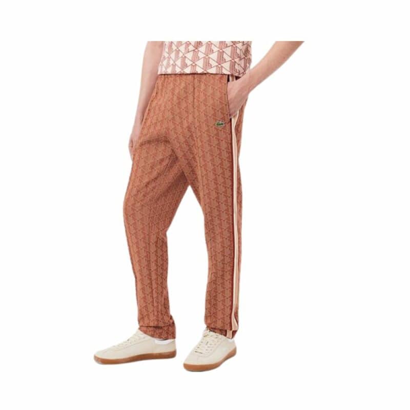 PANTALON Lacoste jacquard monogramme marron terracotta chez Sport Aventure à Orange