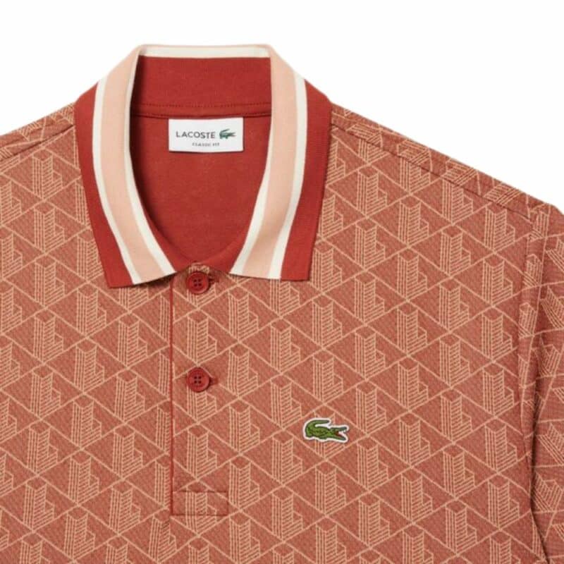 lacoste polo monogramme marron