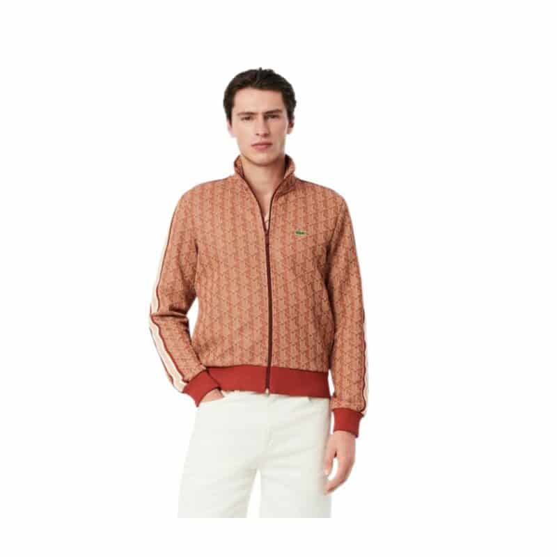 vester zippée Lacoste terracotta marron monogramme chez sport aventure à Orange