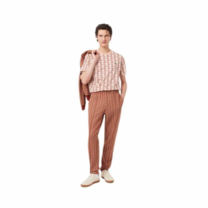 ensemble survetement Lacoste pantalon monogramme marron
