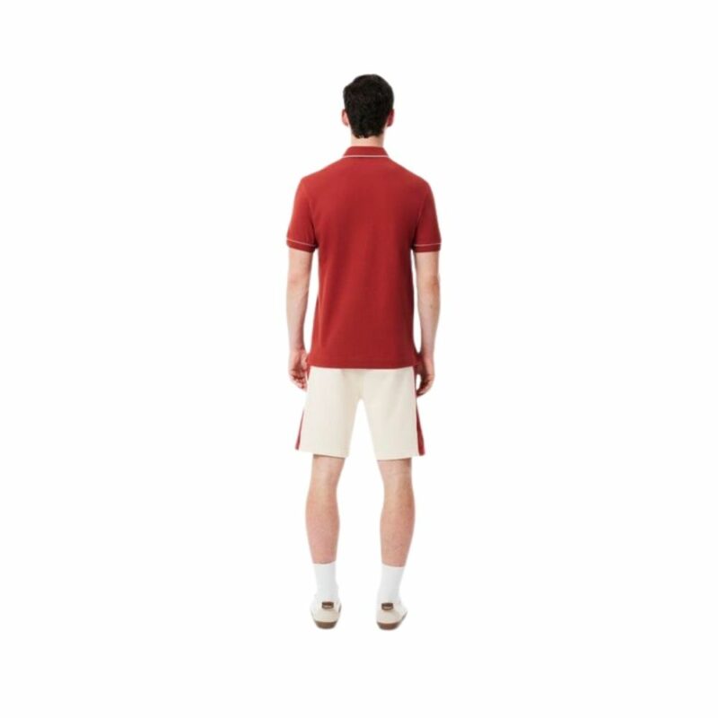 lacoste t-shirt ecru marron color-block