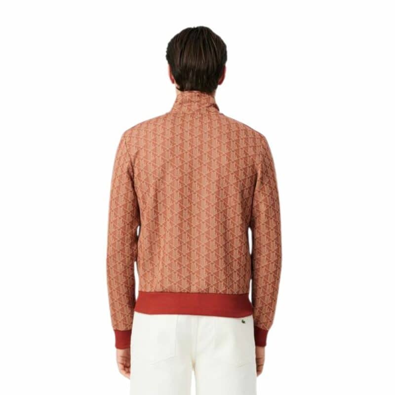 lacoste veste zippée monogramme marron terracotta