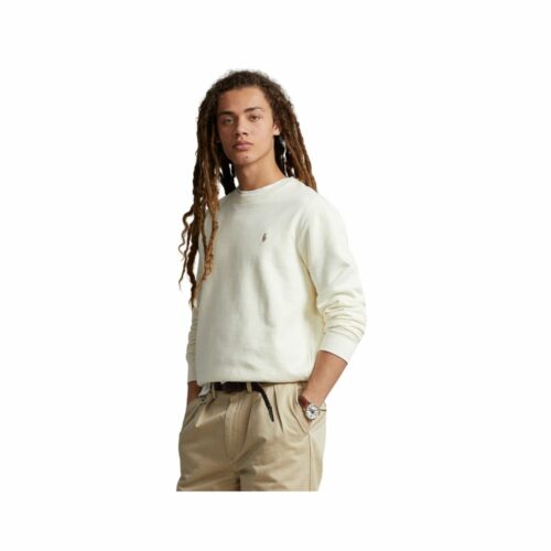 RALPH LAUREN Sweatshirt col rond cream en molleton