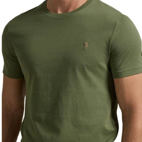 RALPH LAUREN T-Shirt kaki col rond slim