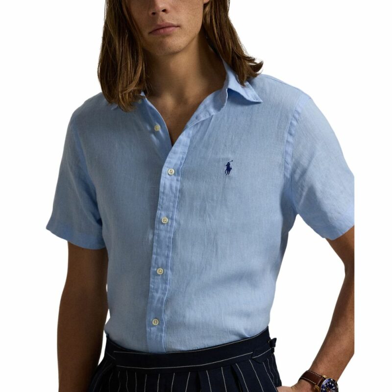 ralph lauren chemise en lin bleu