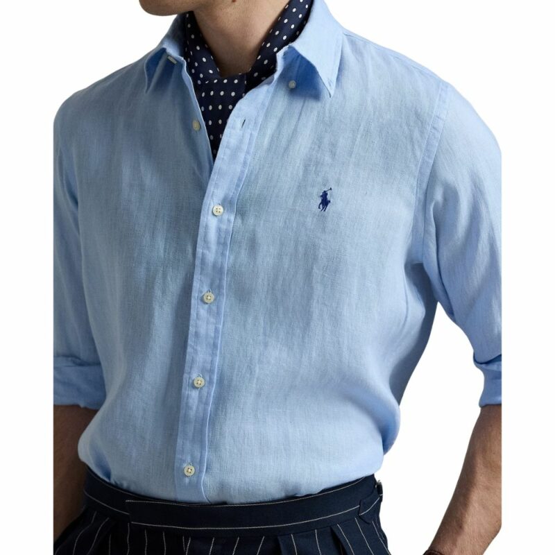 ralph lauren chemise lin bleu ciel