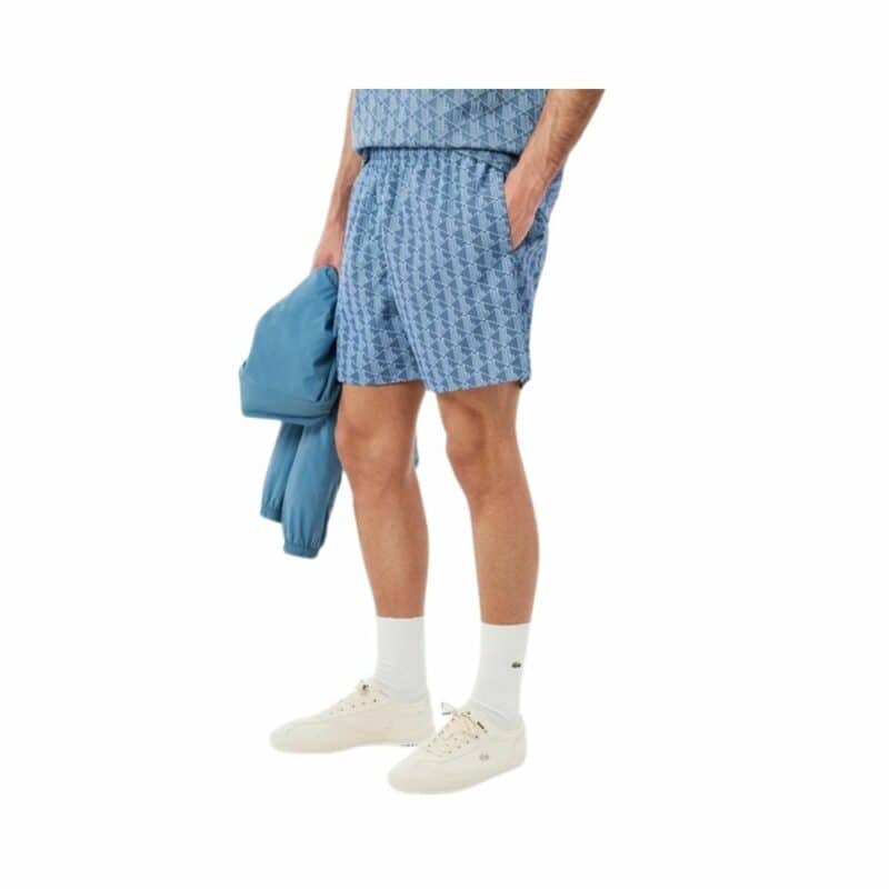 lacoste short monogramme bleu
