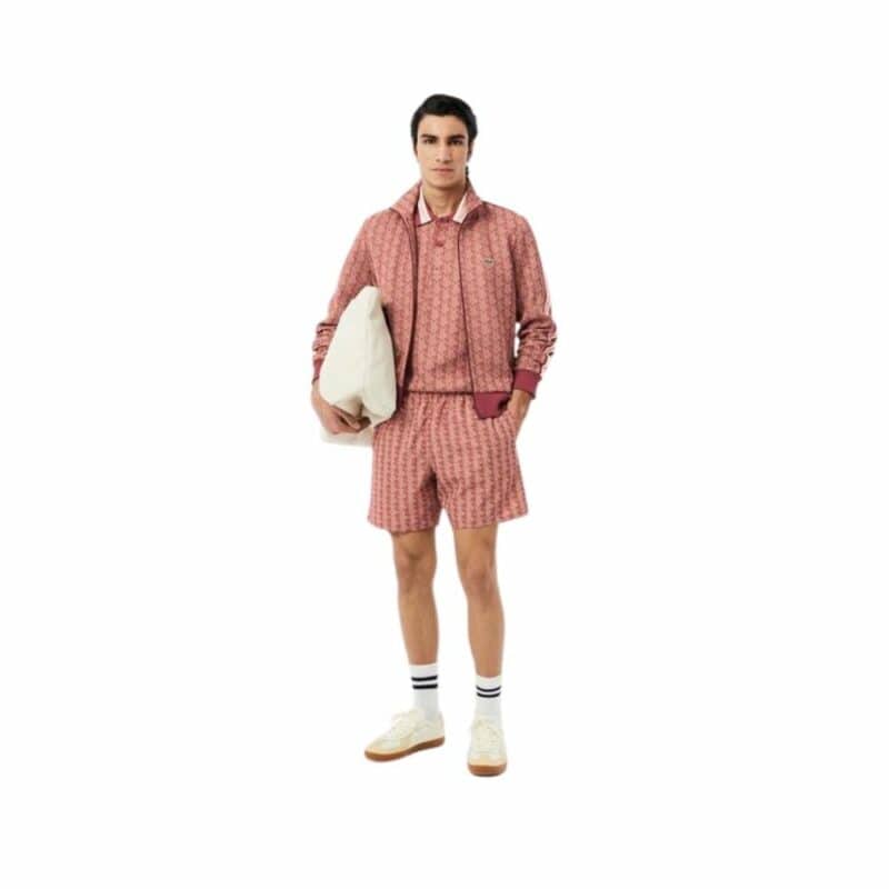 short de bain lacoste monogramme terracotta