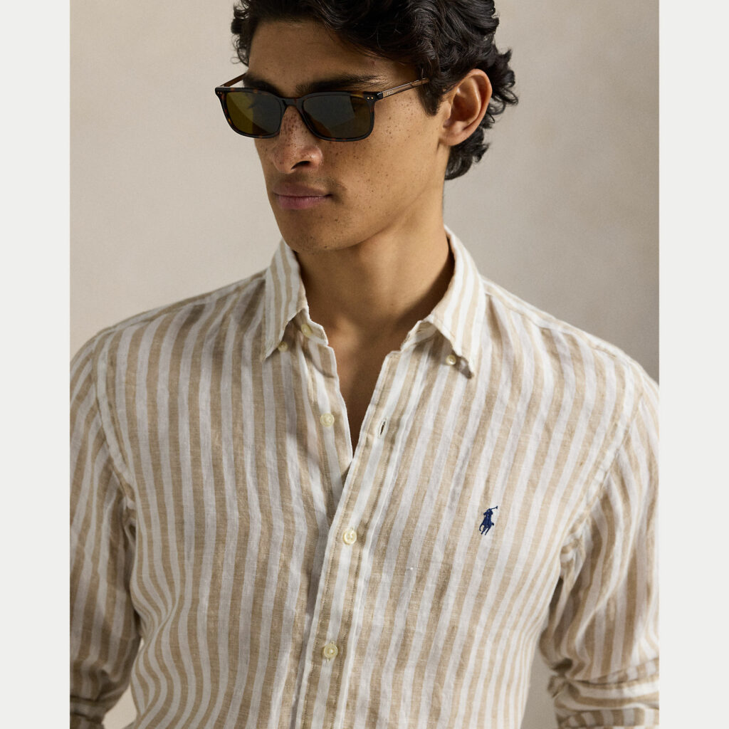 chemise lin ralph blauren rayée