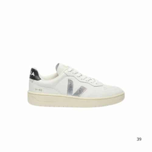 VEJA V-90 leather silver femme