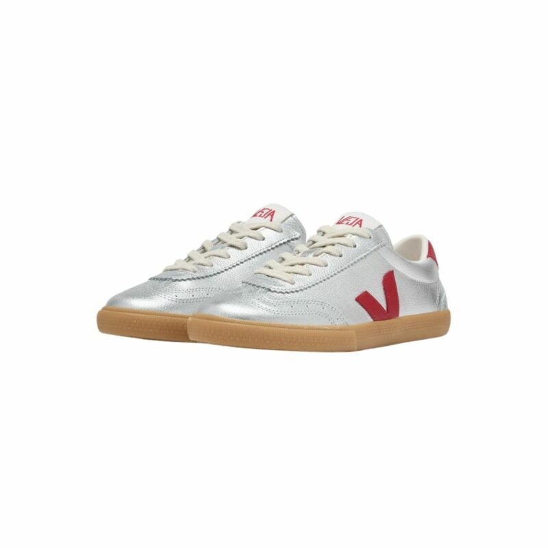 chaussures femme veja volley silver pepper rouge