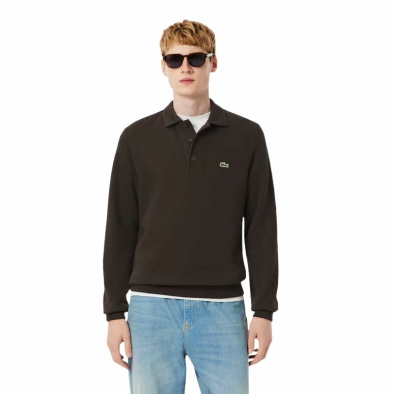 SWEATSHIRT LACOSTE col polo côtelé marron chez Sport Aventure à Orange