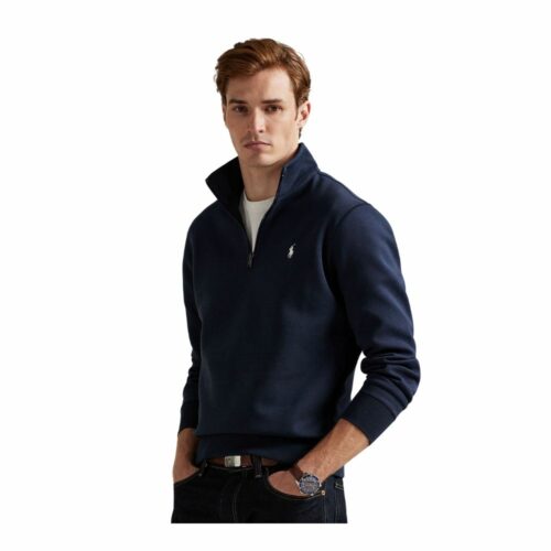 RALPH LAUREN Sweat col zippé navy
