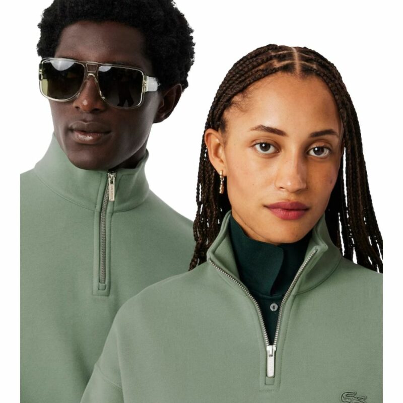 lacoste sweat zippé vert mixte