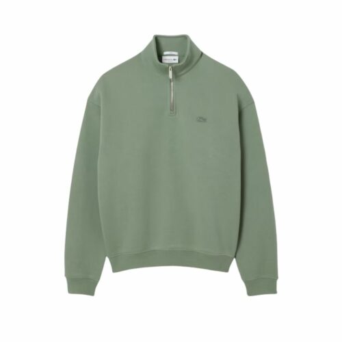 LACOSTE Sweatshirt col zippé molleton thym