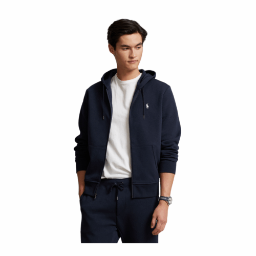 RALPH LAUREN Sweat zippé navy à capuche