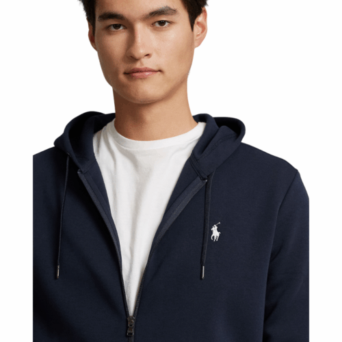 RALPH LAUREN Sweat zippé navy à capuche