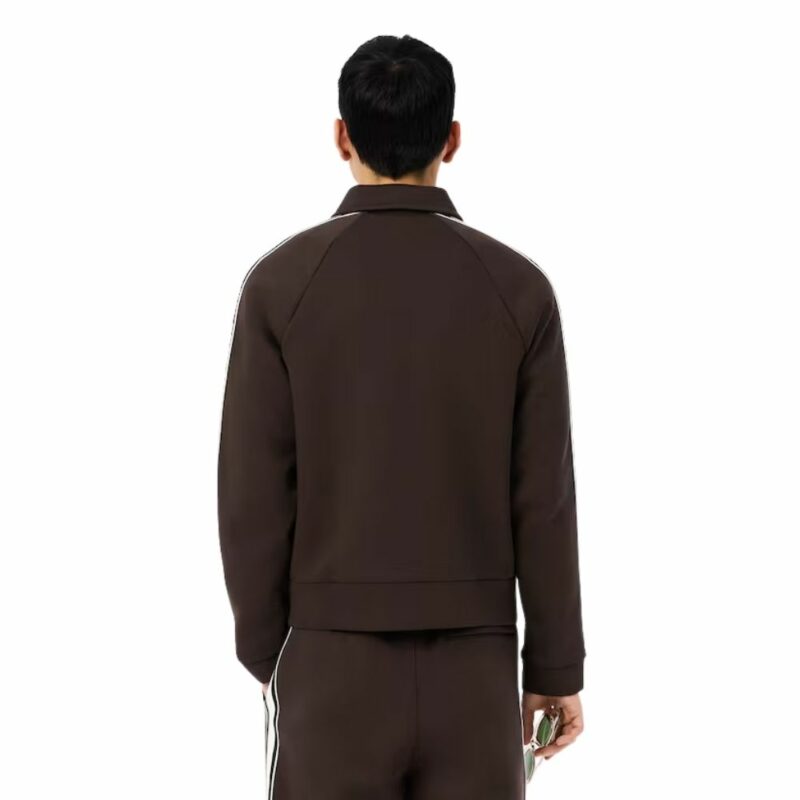 lacoste sweatshirt à bandes marron