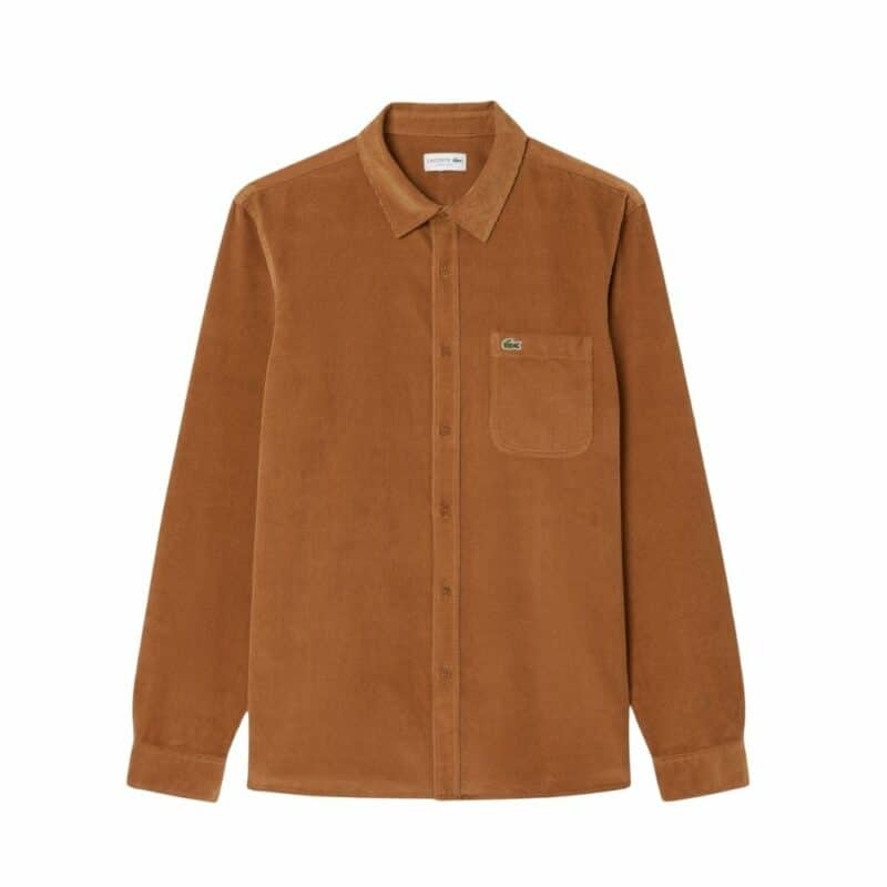 chemise Lacoste en velours côtelé marron camel chez sport aventure à Orange