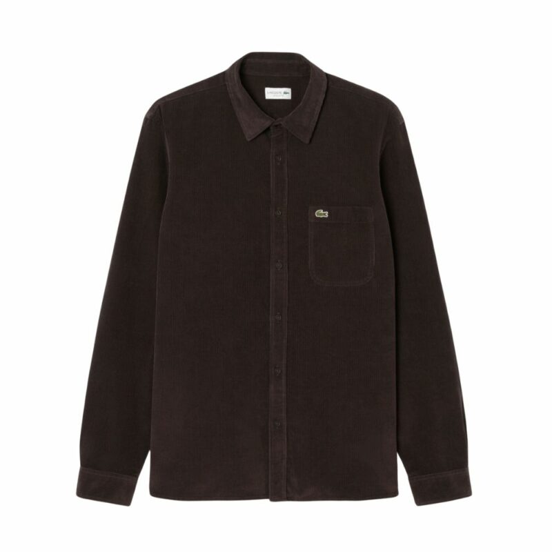 chemise Lacoste en velours côtelé marron chez sport aventure à Orange