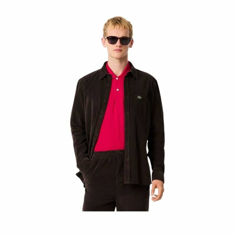 chemise Lacoste en velours côtelé marron chez sport aventure à Orange