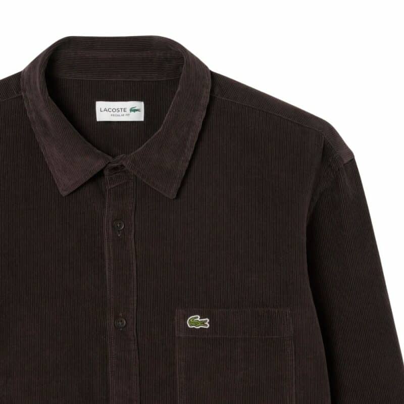 chemise Lacoste en velours côtelé marron chez sport aventure à Orange