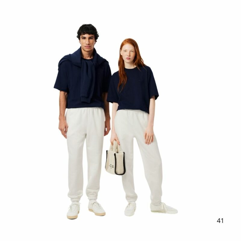 lacoste pantalon de survetement blanc en molleton