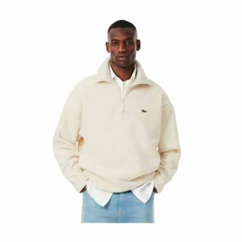 LACOSTE Sweatshirt polaire col montant écru