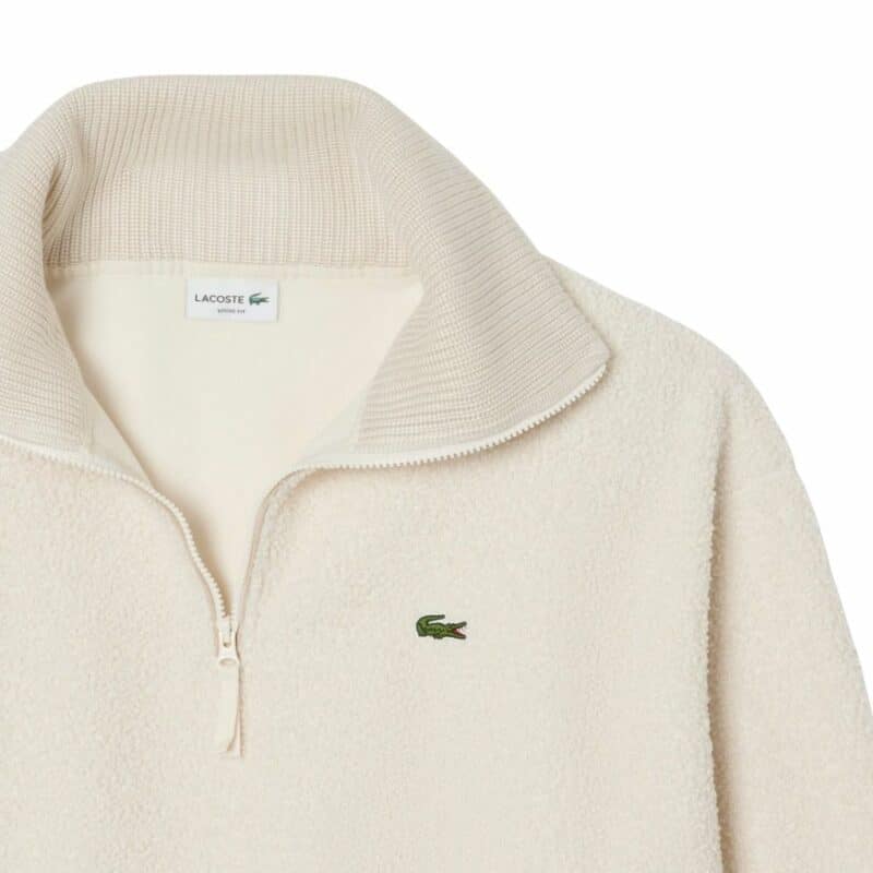 sweatshirt polaire Lacoste écru à col zippé montant chez Sport Aventure à Orange