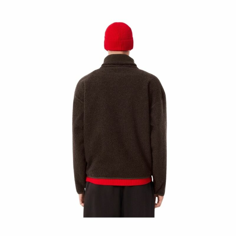 sweatshirt polaire Lacoste marron à col zippé montant chez Sport Aventure à Orange